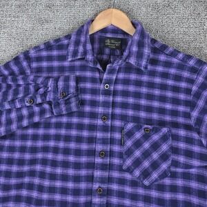 The Vermont Flannel Co Mens XL Purple Plaid Flannel Button Down Shirt Cotton